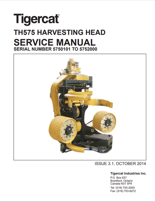 Tigercat TH575 Harvesting Head Service Manual 28945A