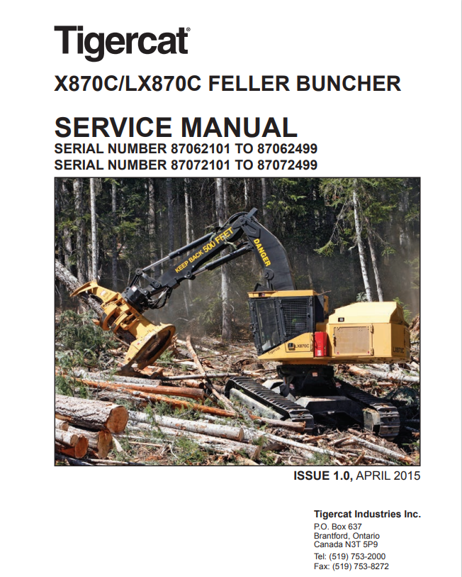 Tigercat X870C, LX870c Feller Buncher Service Manual 44099AENG