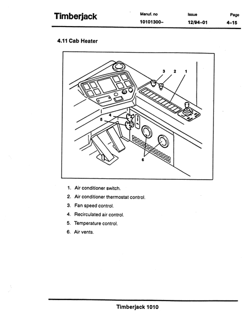 Timberjack 1010 Forwarder User Manual F034571 Download