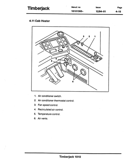Timberjack 1010 Forwarder User Manual F034571 Download