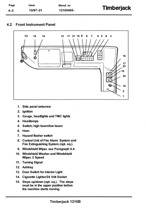 Timberjack 1210B Forwarder Operation Maintenance Manual F040079