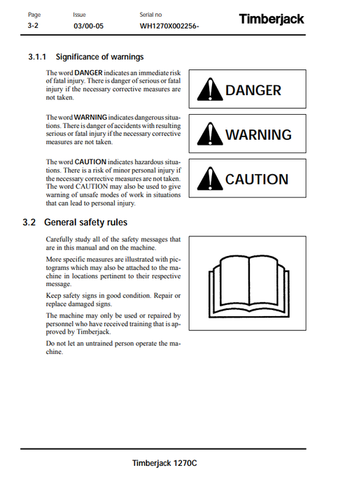 Timberjack 1270C Operator & Maintenance Manual PDF