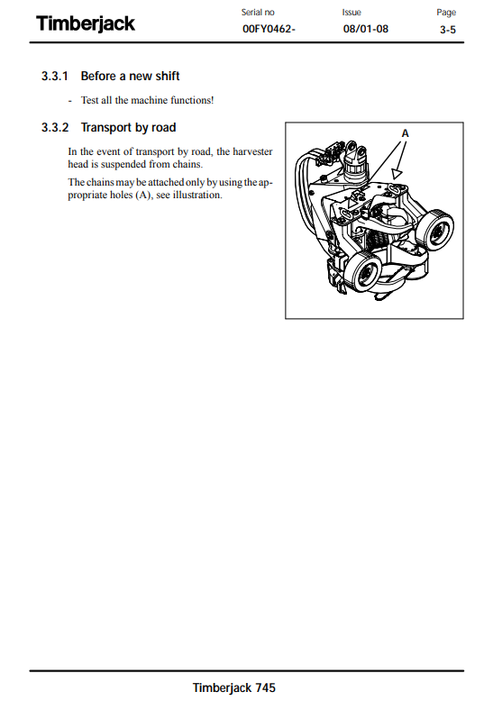 Timberjack 745 Harvester Head Operation & Maintenance Manual
