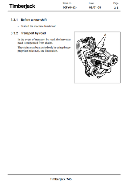 Timberjack 745 Harvester Head Operation & Maintenance Manual