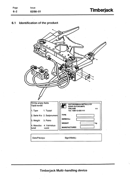 Timberjack 745 Multi-handling Device Operator Guide PDF