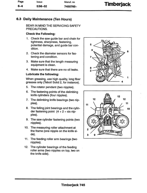 Timberjack 745 Operator & Maintenance Guide F055920