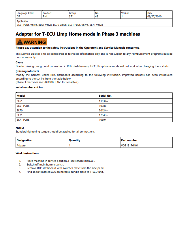 Volvo BL71 Backhoe Loader Electrical And Hydraulic Schematic Manual - PDF File
