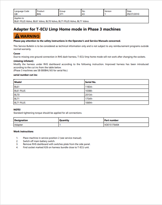 Volvo BL71 Backhoe Loader Electrical And Hydraulic Schematic Manual - PDF File
