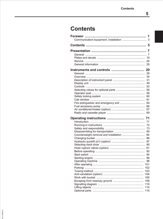 Volvo EC230B Akerman Excavator Operator Manual - PDF File