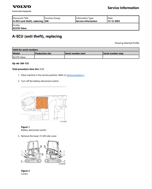 Volvo EC27D Compactor Excavator Service Repair Manual - PDF File