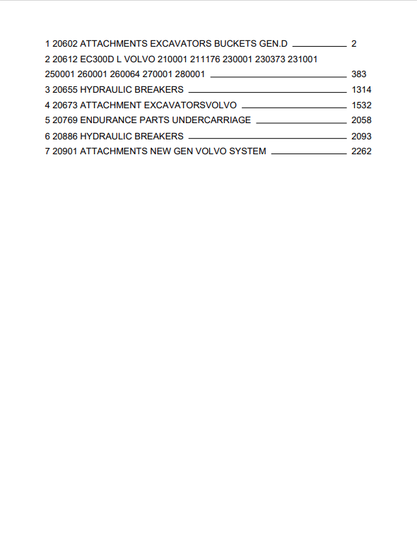 Volvo EC300D L Excavator (EXC) Parts Catalogue Manual - PDF File