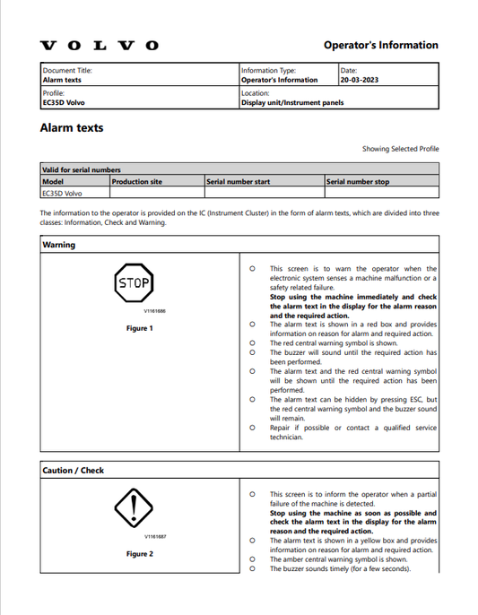 Volvo EC35D Compactor Excavator Operator Manual - PDF File