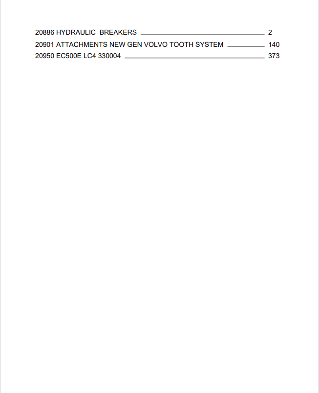 Volvo EC500E L Excavator Parts Catalogue Manual Sn 310011- PDF file