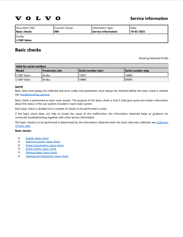 Volvo L150F Wheel Loader Service Repair Manual - PDF File