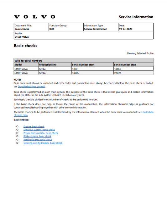 Volvo L150F Wheel Loader Service Repair Manual - PDF File