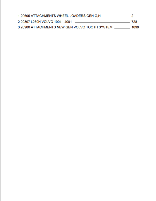 Volvo L260H Wheel Loader Parts Catalogue Manual - PDF File