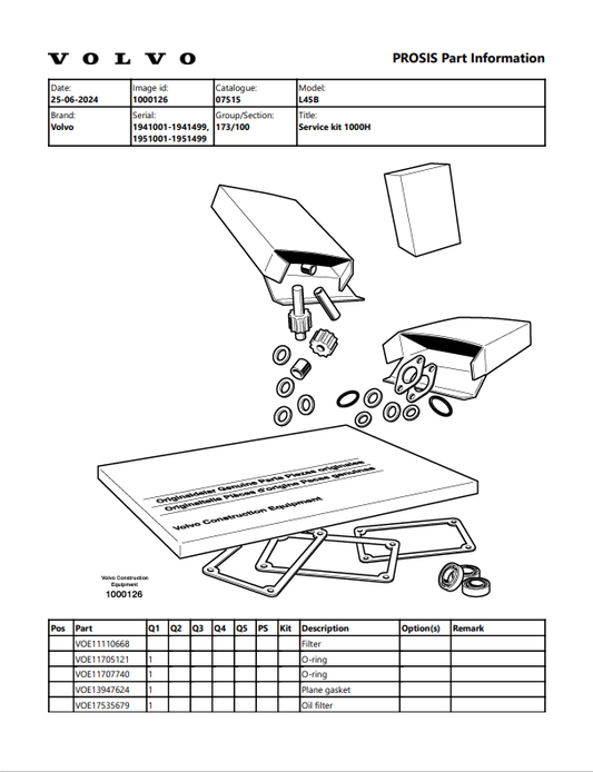 Volvo L45B Articulated Hauler Parts Catalogue Manual - PDF File