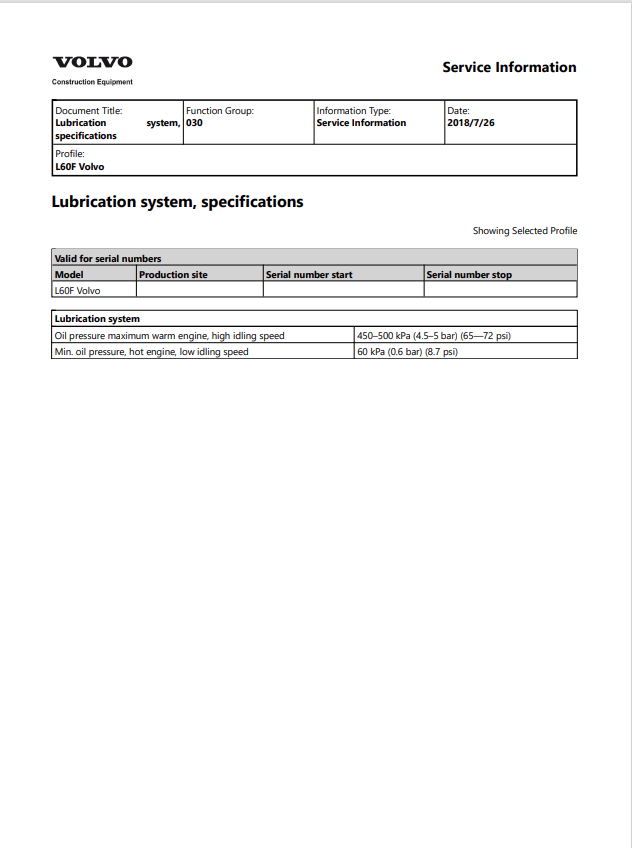 Volvo L60F Wheel Loader Service Repair Manual - PDF File