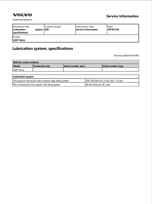 Volvo L60F Wheel Loader Service Repair Manual - PDF File