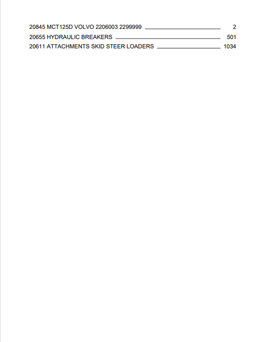 Volvo MCT125D Skid Steer Loader Parts Catalogue Manual Sn 2206003-2299999 - PDF File
