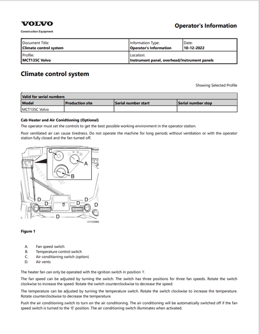 Volvo MCT135C Skid Steer Loader Operator Manual - PDF File