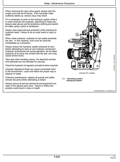 Waratah HTH623C Harvester Head Operator Manual PDF WA116602