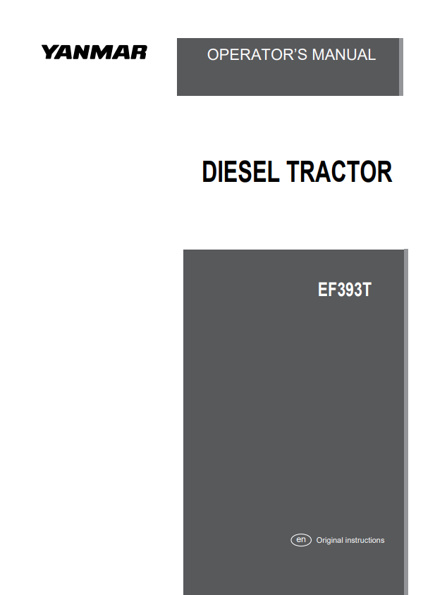 YANMAR DIESEL TRACTOR EF393T OPERATOR MANUAL PDF