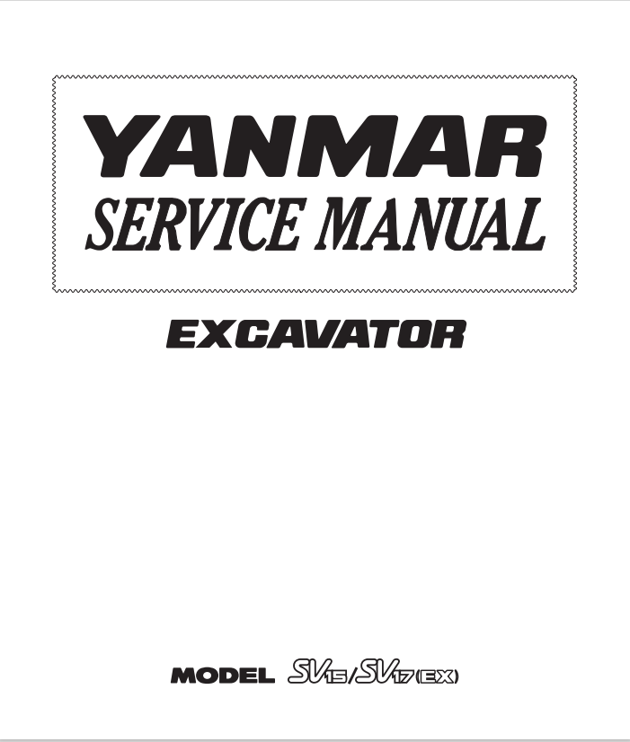 YANMAR EXCAVATOR SV15, SV17(EX) SERVICE MANUAL PDF
