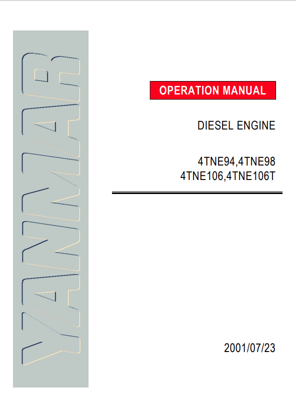 YANMAR INDUSTRIAL DIESEL ENGINES 4TNE94,98,106(T) OPERATION MANUAL PDF
