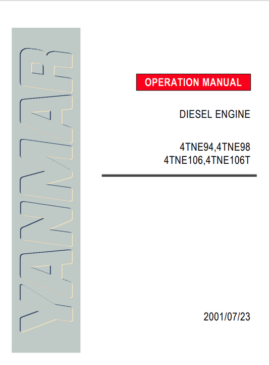 YANMAR INDUSTRIAL DIESEL ENGINES 4TNE94,98,106(T) OPERATION MANUAL PDF