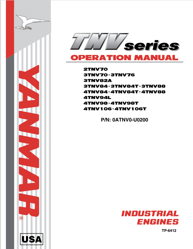 YANMAR INDUSTRIAL ENGINES TNV SERIES OPERATION MANUAL PDF