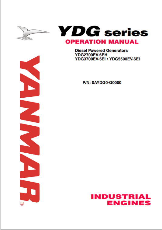 YANMAR INDUSTRIAL ENGINES YDG SERIES OPERATION MANUAL PDF