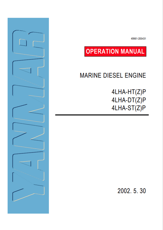 YANMAR MARINE DIESEL ENGINE 4LHA SERIES OPERATION MANUAL PDF