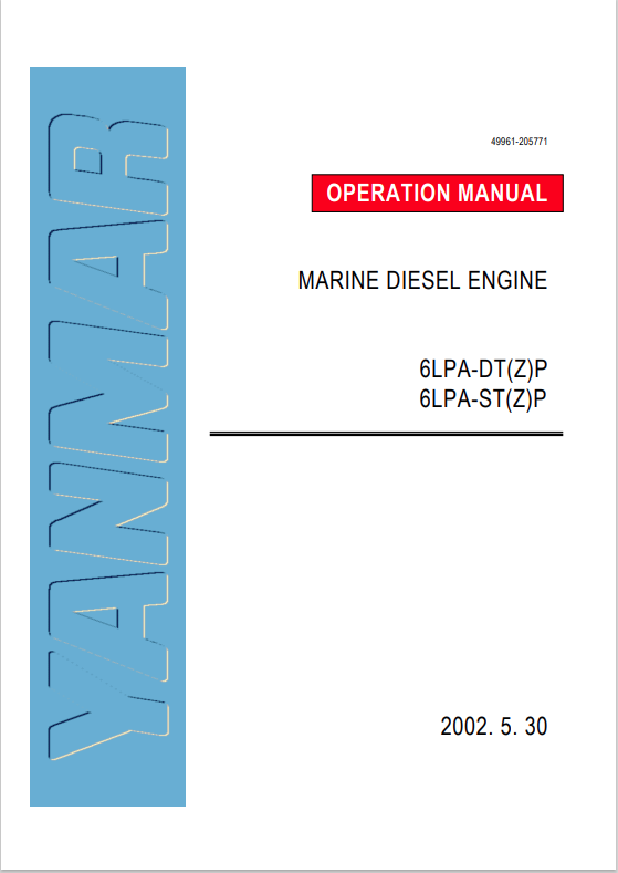 YANMAR MARINE DIESEL ENGINE 6LPA, 6LPA OPERATION MANUAL PDF