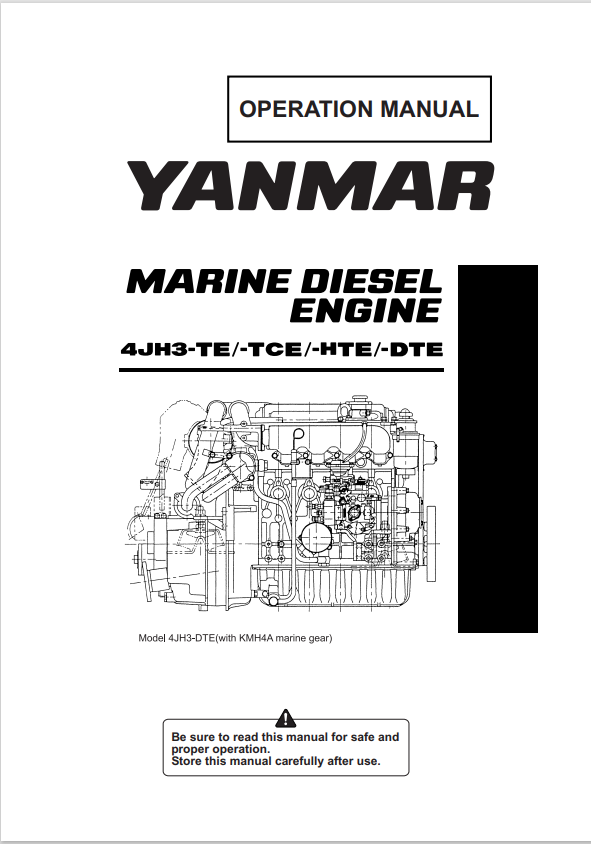 YANMAR MARINE ENGINE 4JH3-TE,TCE,HTE,DTE OPERATION MANUAL PDF