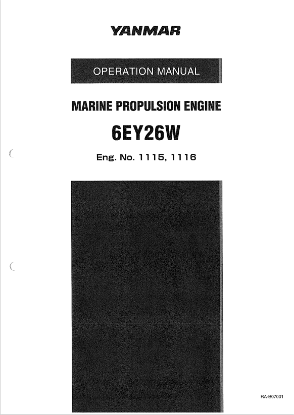 YANMAR MARINE PROPULSION ENGINE 6EY26W OPERATION MANUAL PDF