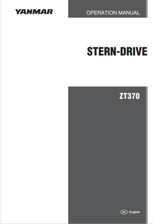 YANMAR STERN-DRIVE ZT370 OPERATION MANUAL PDF