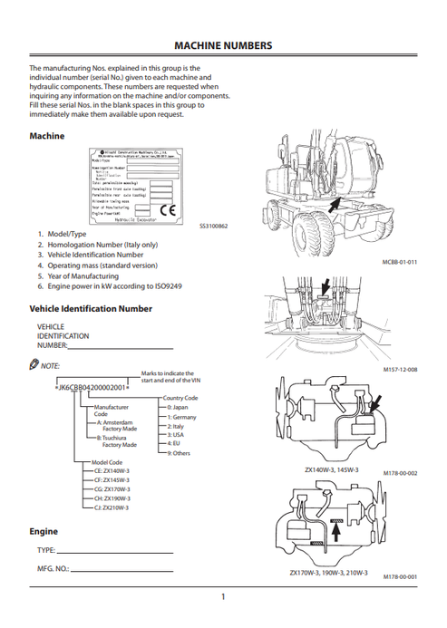 ZAXIS 140W-3 145W-3 170W-3 190W-3 210W-3 Wheeled Excavator Manual PDF