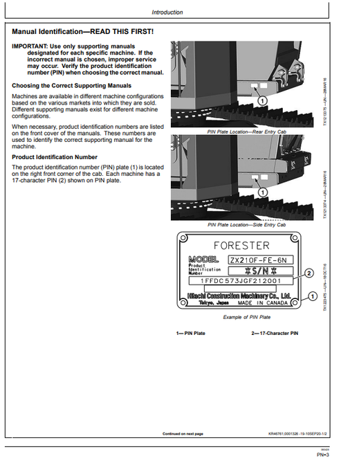 ZAXIS 210F-FE-6N Forestry Excavator Operator Manual PDF