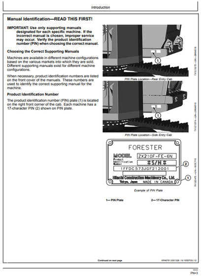 ZAXIS 210F-FE-6N Forestry Excavator Operator Manual PDF