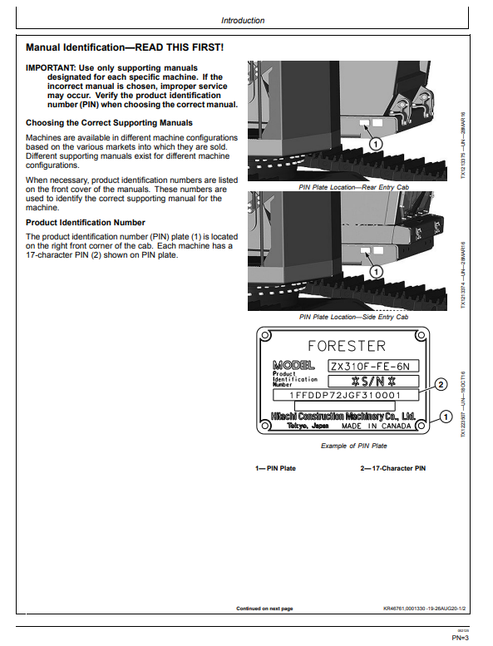 ZAXIS 310F-FE-6N Forestry Excavator Operator Manual PDF