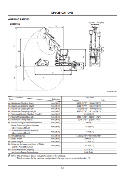 ZAXIS 35U-5N 50U-5N 60USB-5N Manual ENMADGNAOP13