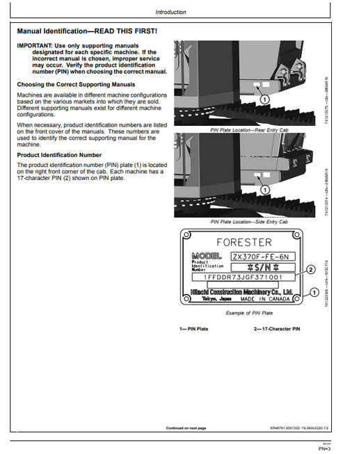 ZAXIS 370F-FE-6N & 370FLC-FE-6N Forestry Excavator Manual PDF
