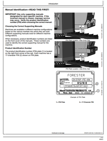 ZAXIS 370F-FE-6N & 370FLC-FE-6N Forestry Excavator Manual PDF