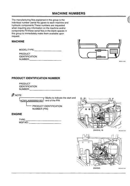 Zaxis 16 18 25 Hydraulic Excavator Manual EM1LNEN11