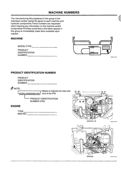 Zaxis 16 18 25 Hydraulic Excavator Manual EM1LNEN11