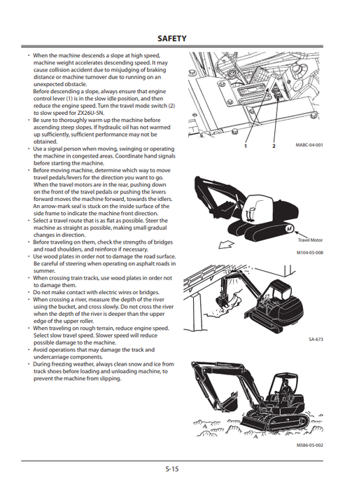 Zaxis 7U-5N 26U-5N Excavator Operator Manual ENMABCNA13